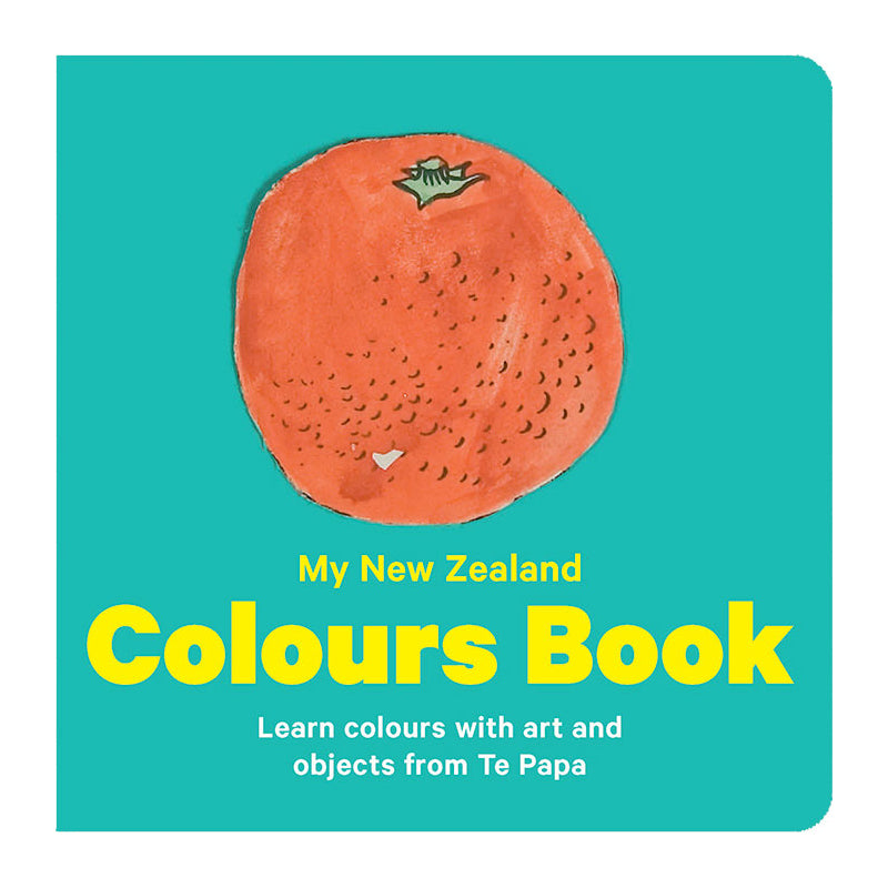 Front cover of the book featuring a hand-drawn picture of an orange on a bright turquoise background