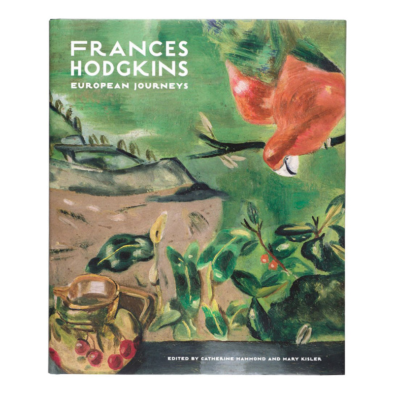 Front cover of the book featuring a painted landscape scene with colours of red and green