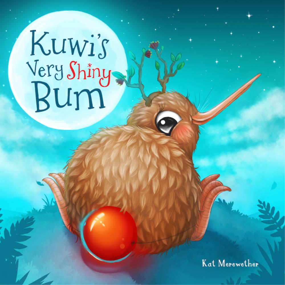 Front cover of the book featuring an illustration of a kiwi wearing antlers and a shiny red bottom