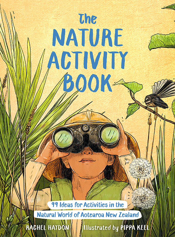 Front cover of the book featuring an illustration of a young person looking through binoculars amongst foliage 